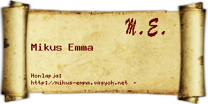 Mikus Emma névjegykártya